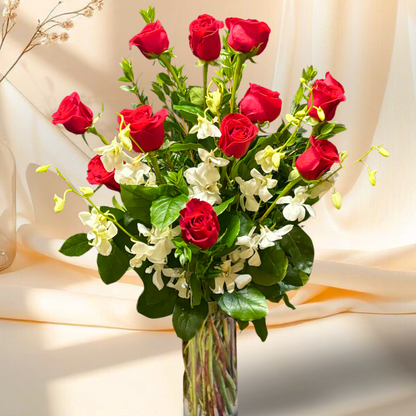 Roses with Orchids