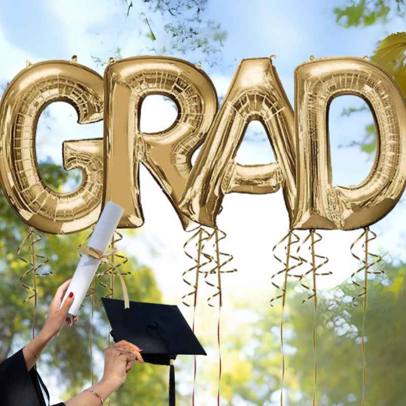 "GRAD" Jumbo Number Balloons-HALF PRICE $9.95 each (reg $21 each)
